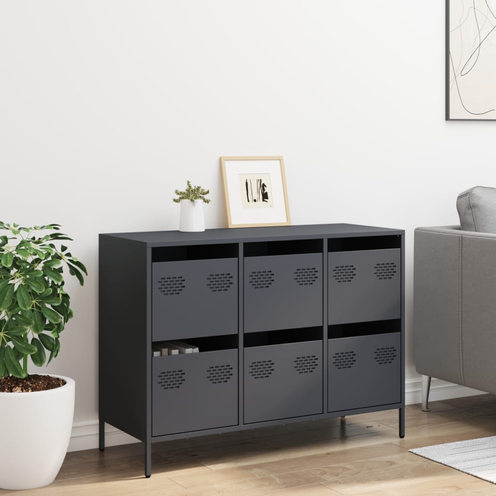 Sideboard Anthrazit 101,5x39x73,5 cm Kaltgewalzter Stahl