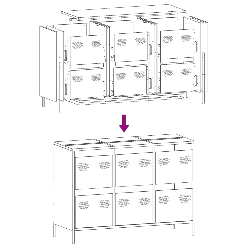 Sideboard Olivgrün 101,5x39x73,5 cm Kaltgewalzter Stahl