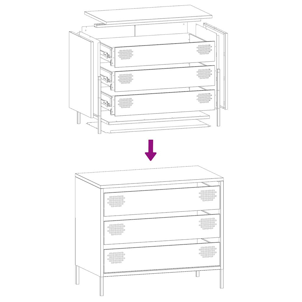 Sideboard Rosa 68x39x58,5 cm Kaltgewalzter Stahl