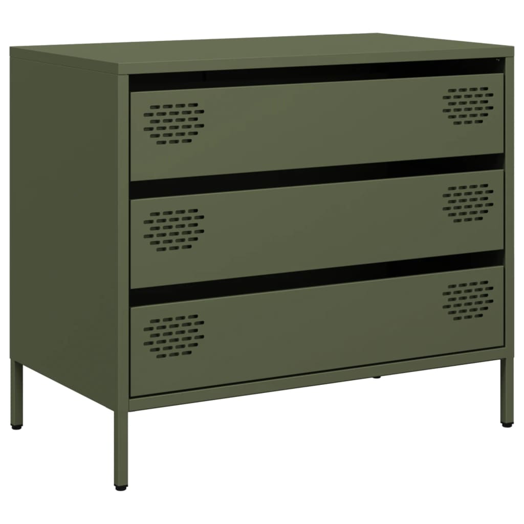 Sideboard Olivgrün 68x39x58,5 cm Kaltgewalzter Stahl