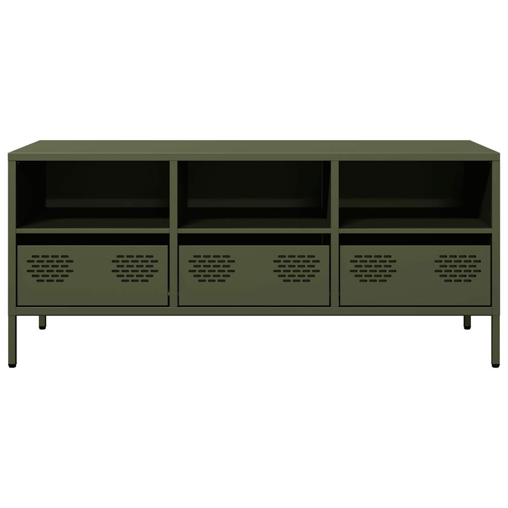 TV-Schrank Olivgrün 101,5x39x43,5 cm Kaltgewalzter Stahl