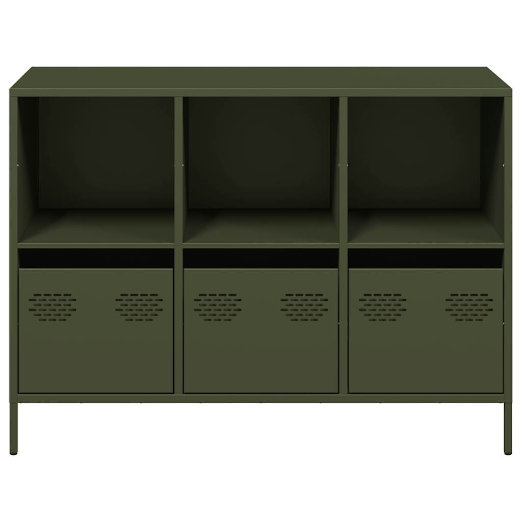 Sideboard Olivgrün 101,5x39x73,5 cm Kaltgewalzter Stahl