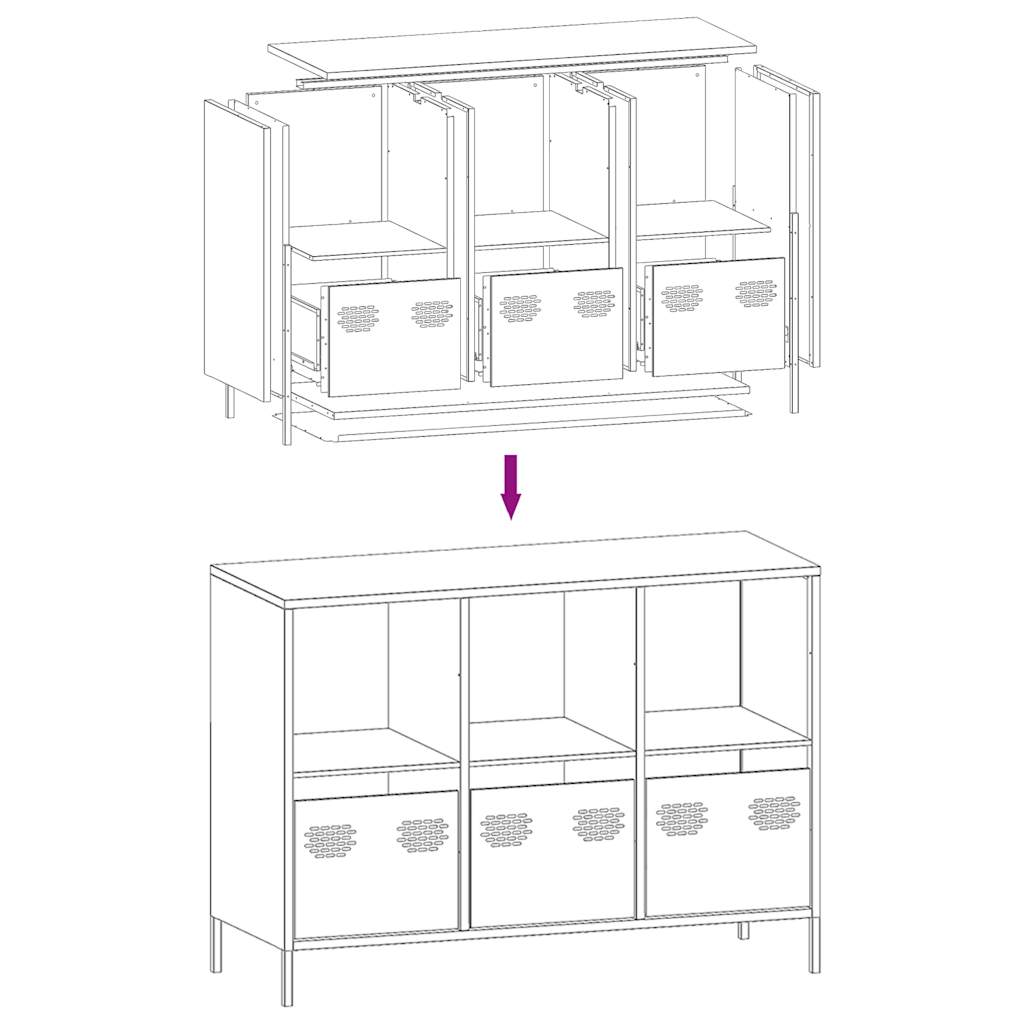 Sideboard Olivgrün 101,5x39x73,5 cm Kaltgewalzter Stahl