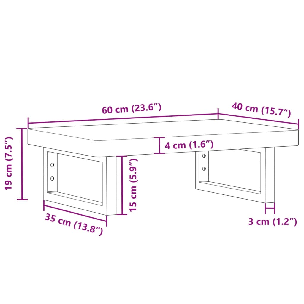 Waschbeckenregal Wandmontage Stahl und Massivholz Buche