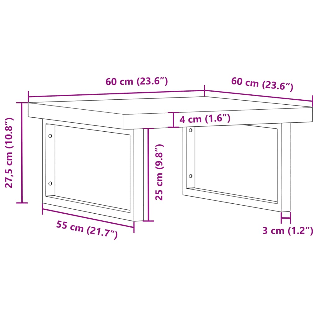 Waschbeckenregal Wandmontage Stahl und Massivholz Buche