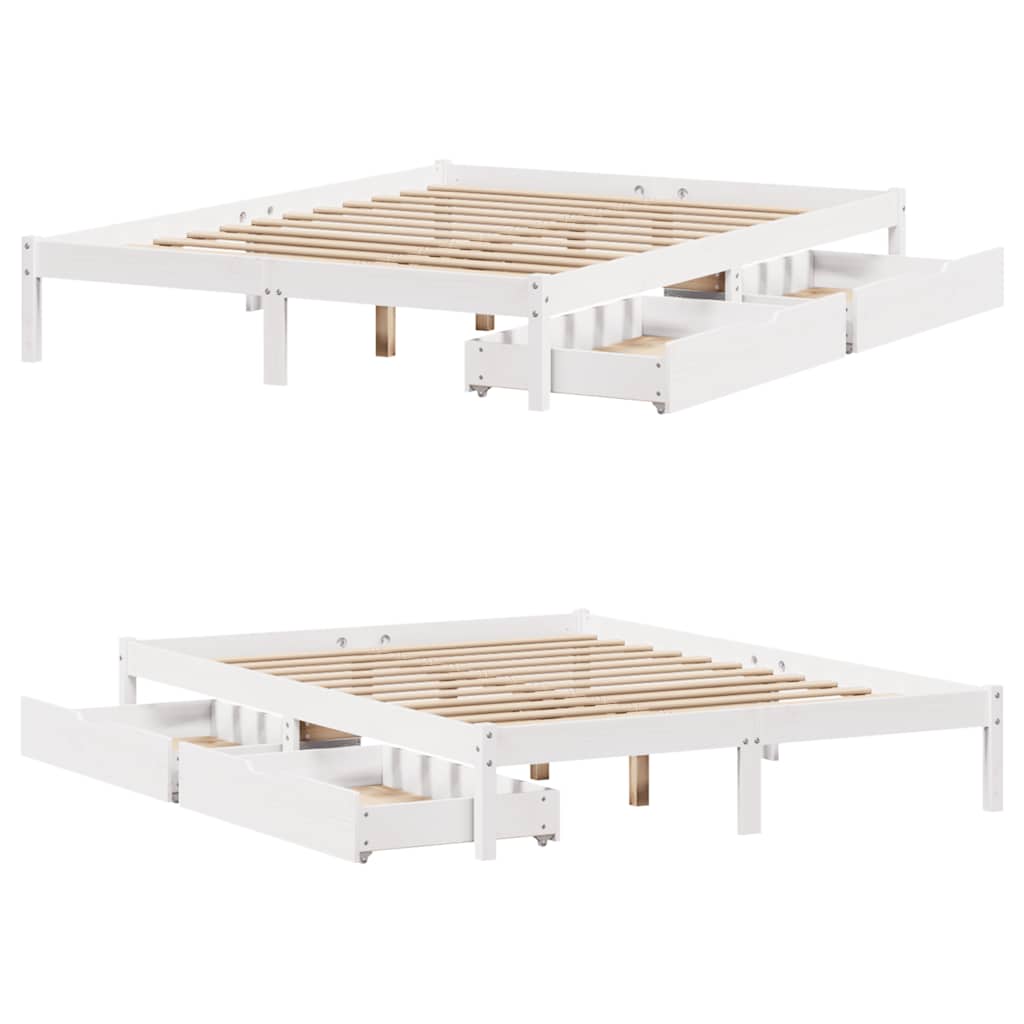 Massivholzbett ohne Matratze Weiß 120x190 cm Kiefernholz