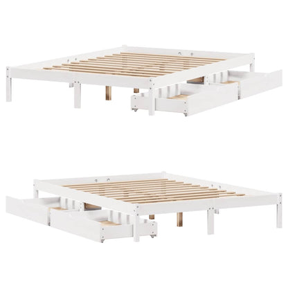 Massivholzbett ohne Matratze Weiß 120x190 cm Kiefernholz