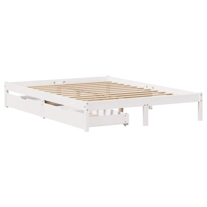 Massivholzbett ohne Matratze Weiß 150x200 cm Kiefernholz