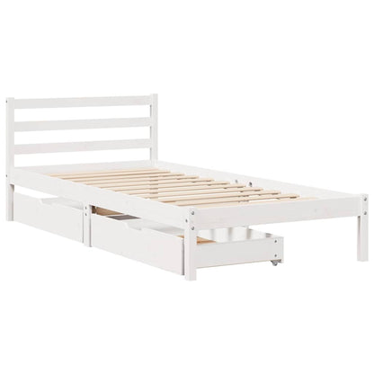 Massivholzbett ohne Matratze Weiß 90x190 cm Kiefernholz