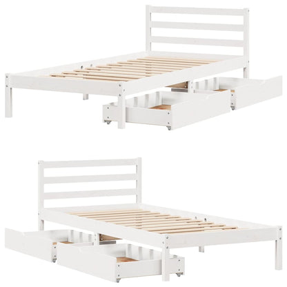 Massivholzbett ohne Matratze Weiß 90x190 cm Kiefernholz