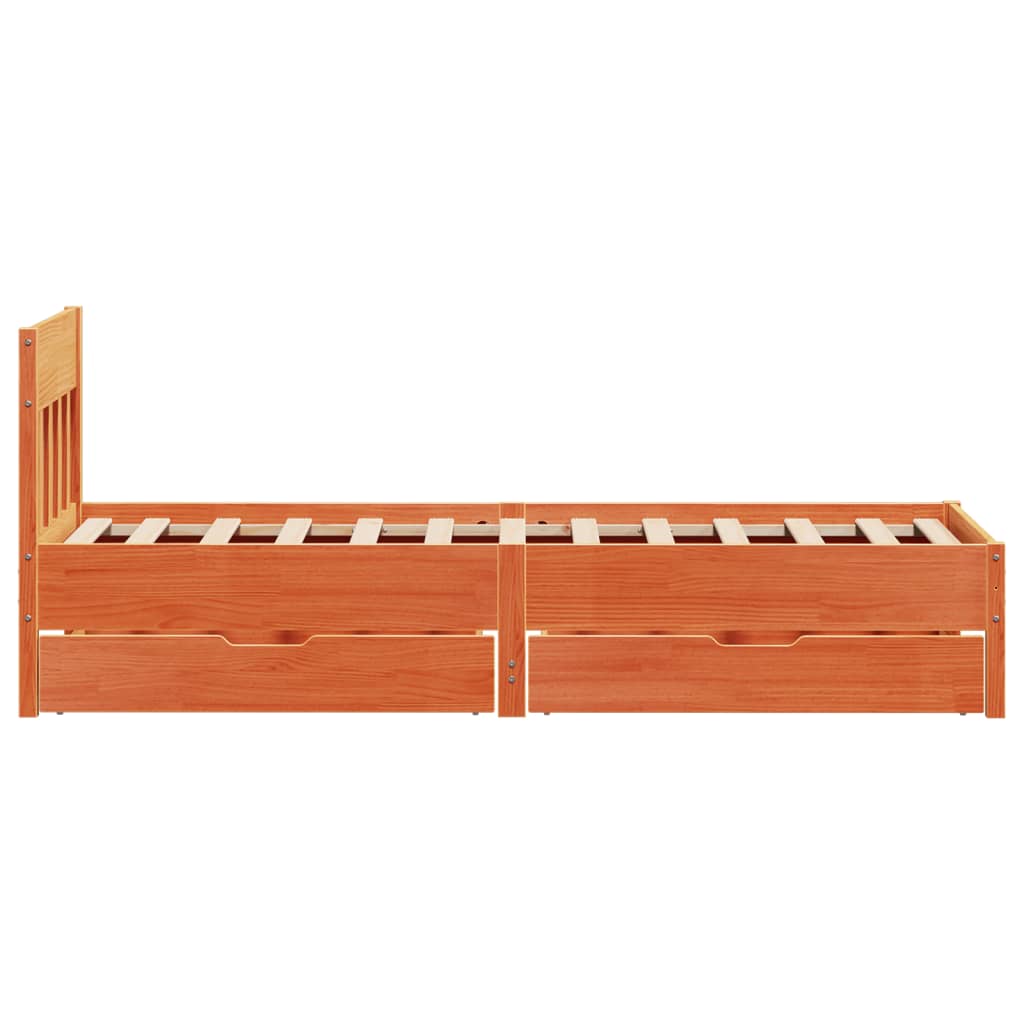 Massivholzbett ohne Matratze Wachsbraun 90x200 Kiefernholz