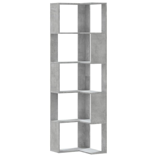 Eck-Bücherregal 5 Böden Betongrau 50x50x179 cm Holzwerkstoff