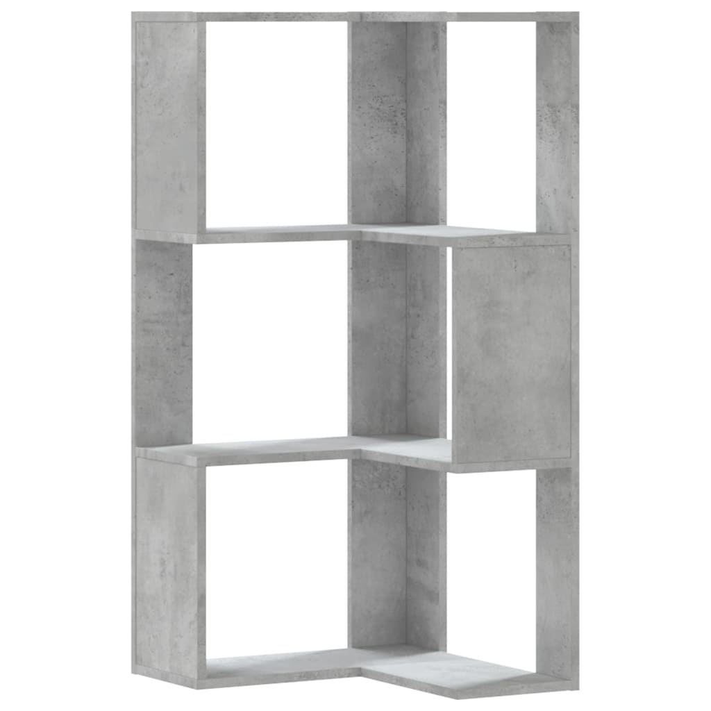 Eck-Bücherregal 3 Böden Betongrau 50x50x102 cm Holzwerkstoff