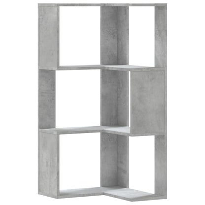 Eck-Bücherregal 3 Böden Betongrau 50x50x102 cm Holzwerkstoff