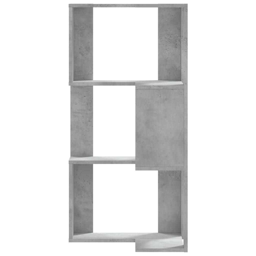 Eck-Bücherregal 3 Böden Betongrau 50x50x102 cm Holzwerkstoff
