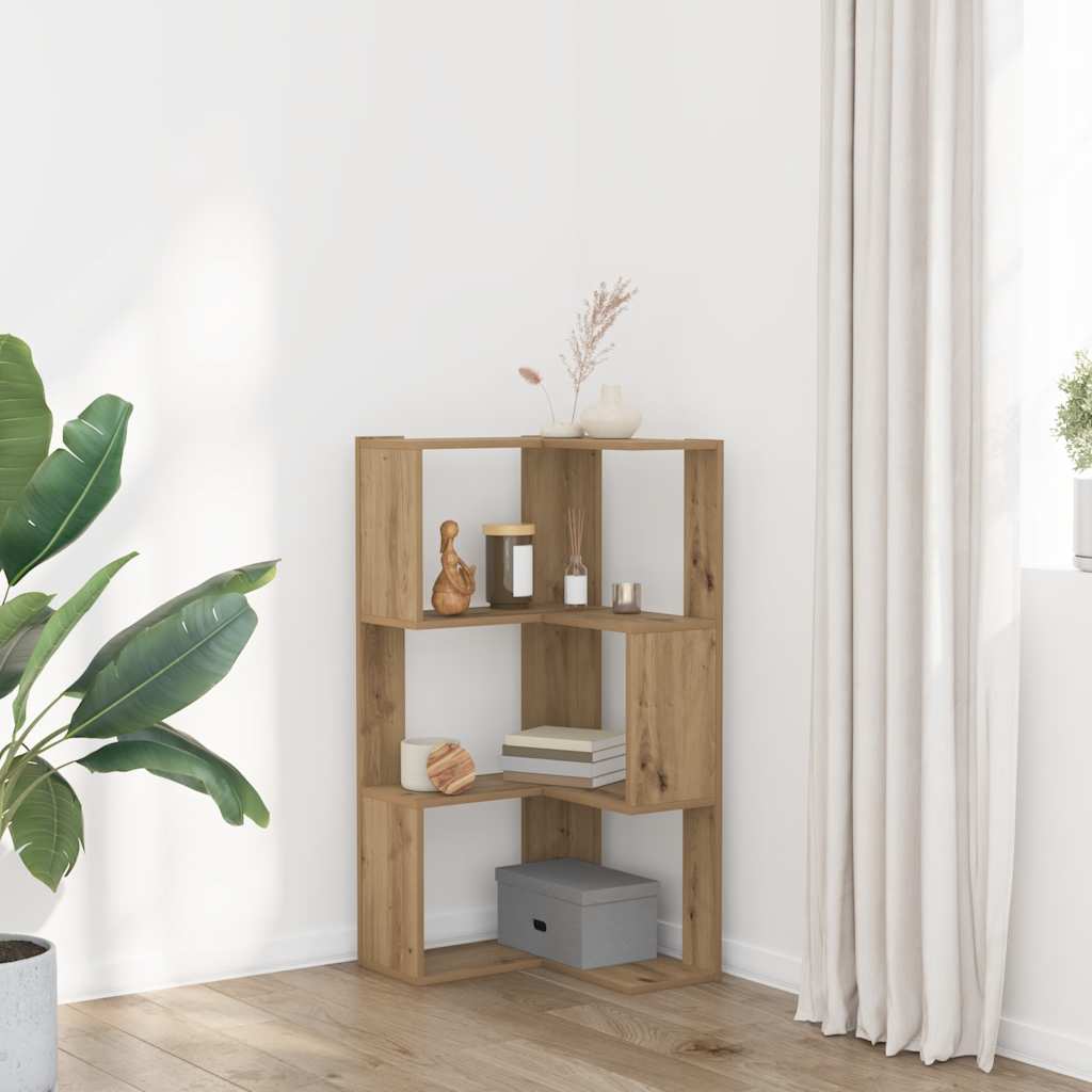 Eck-Bücherregal 3 Böden Artisan-Eiche 50x50x102cm Holzwerkstoff