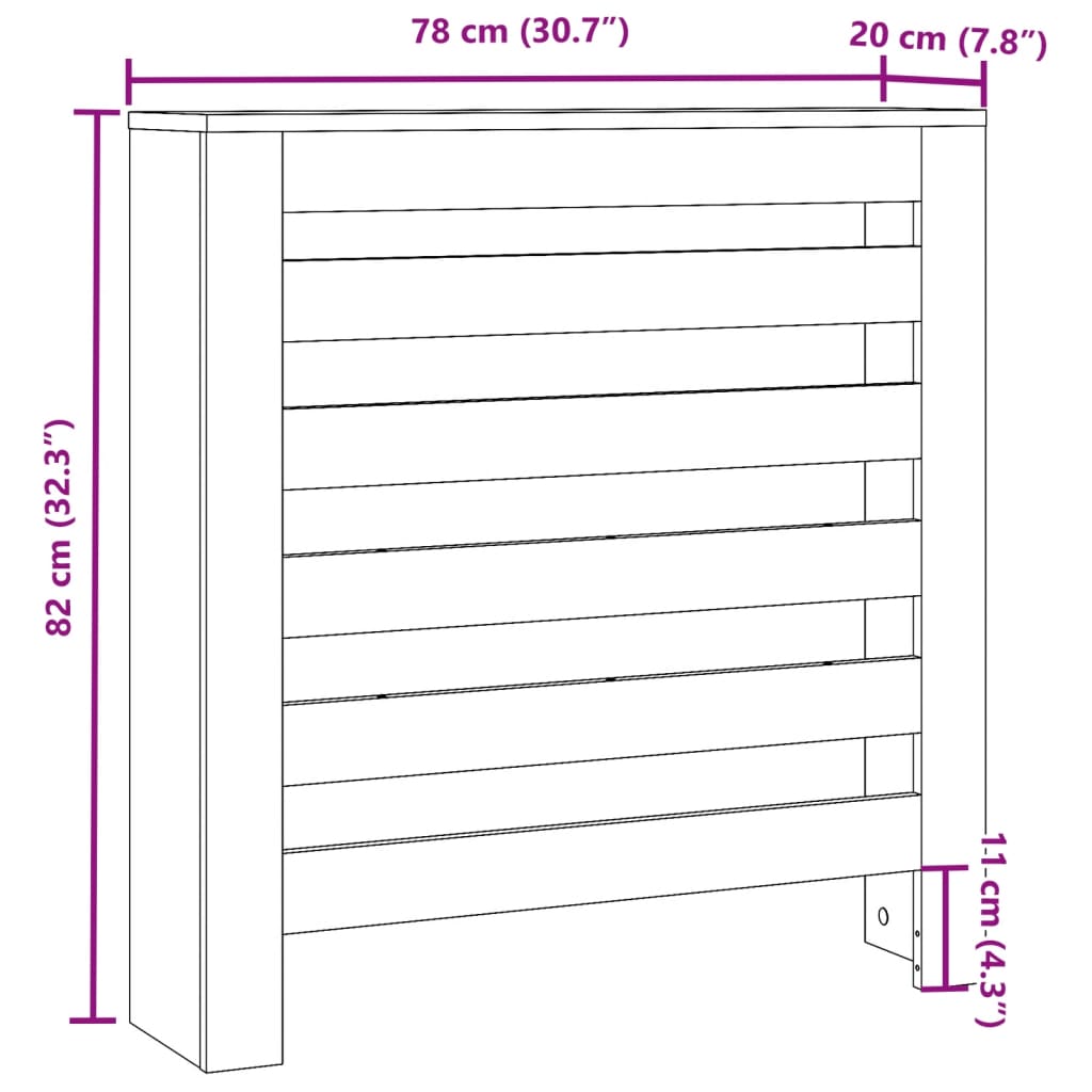 Heizkörperverkleidung Grau Sonoma 78x20x82 cm Holzwerkstoff