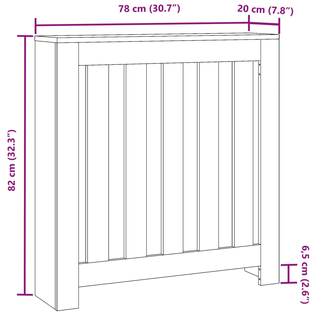 Heizkörperverkleidung Eichen-Optik 78x20x82 cm Holzwerkstoff