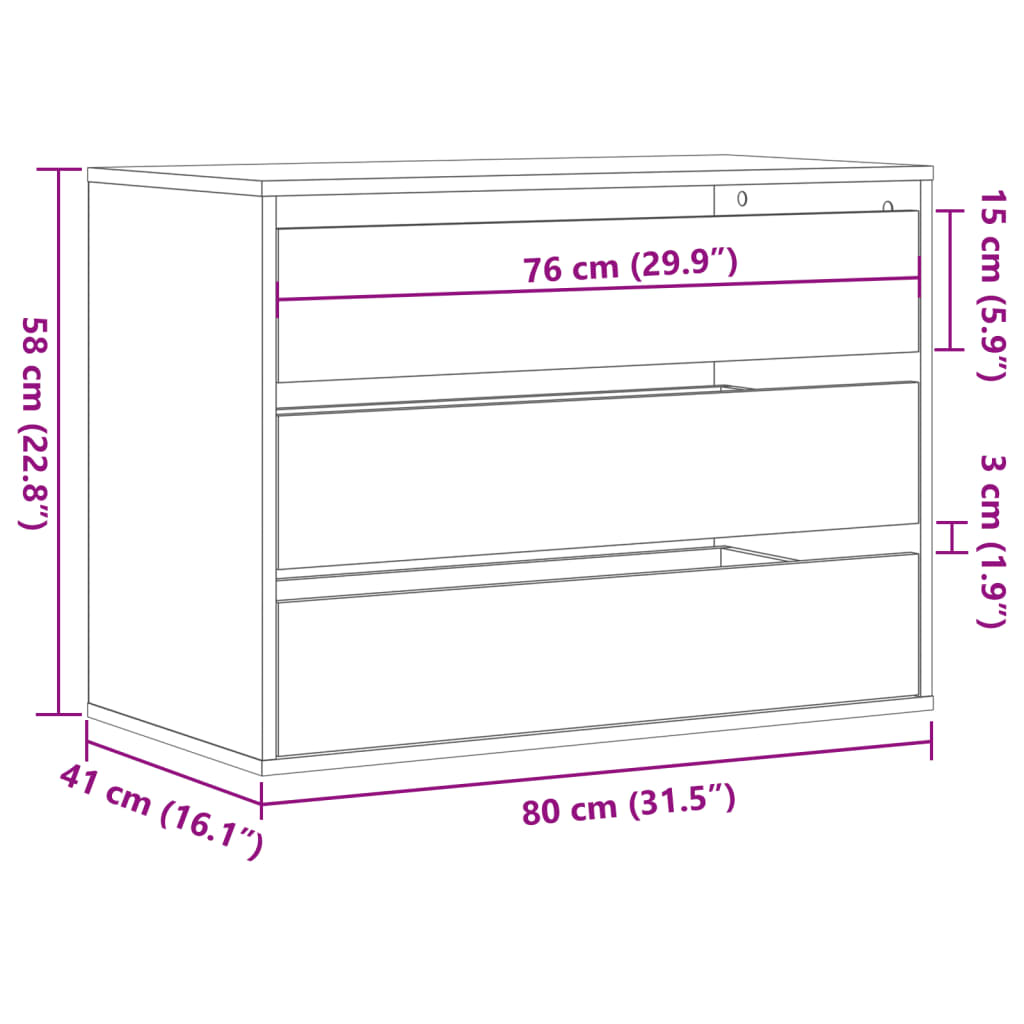 Kommode Sonoma-Eiche 80x41x58 cm Holzwerkstoff