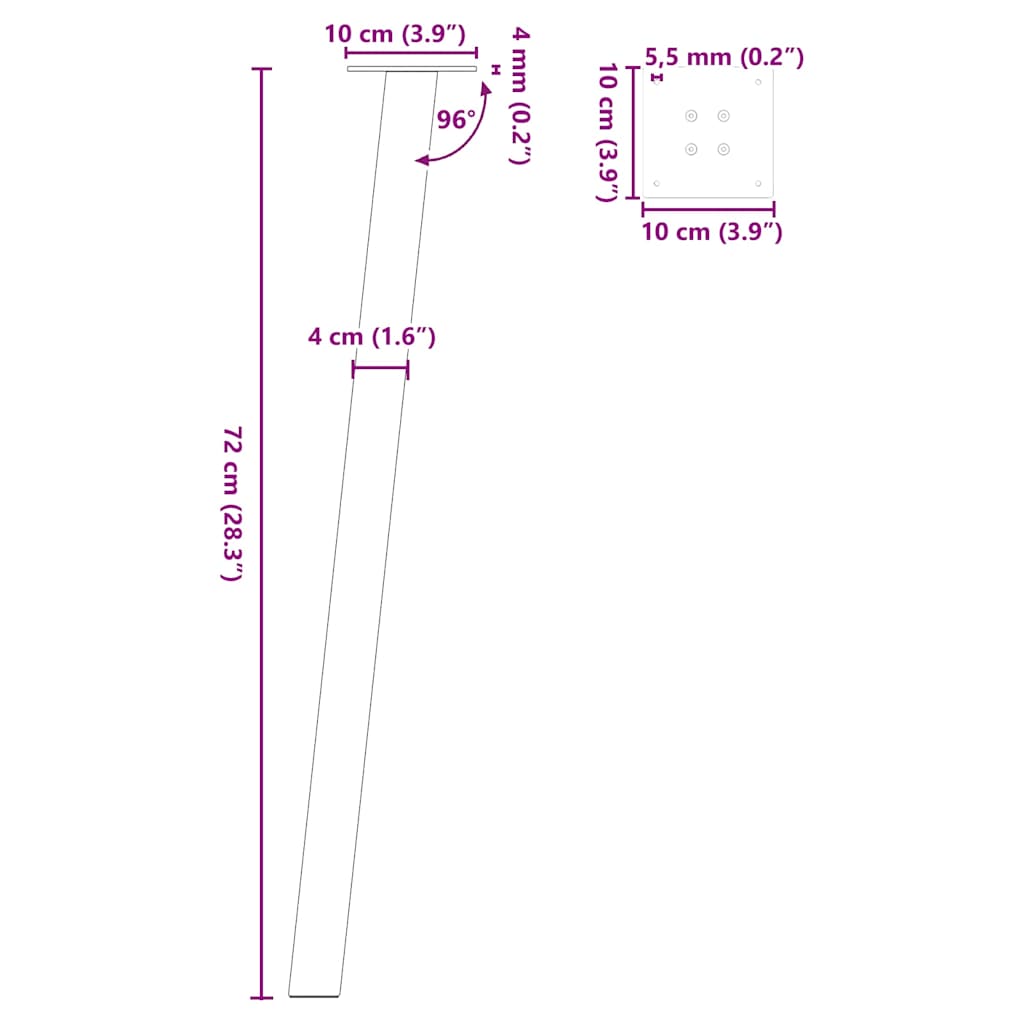 Couchtischbeine 4 Stk. Weiß 72 cm Stahl