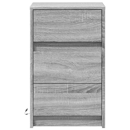 Nachttisch mit LED-Leuchten Grau Sonoma Holzwerkstoff