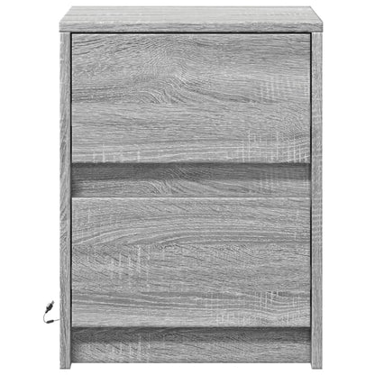Nachttische mit LED-Leuchten 2 Stk. Grau Sonoma Holzwerkstoff