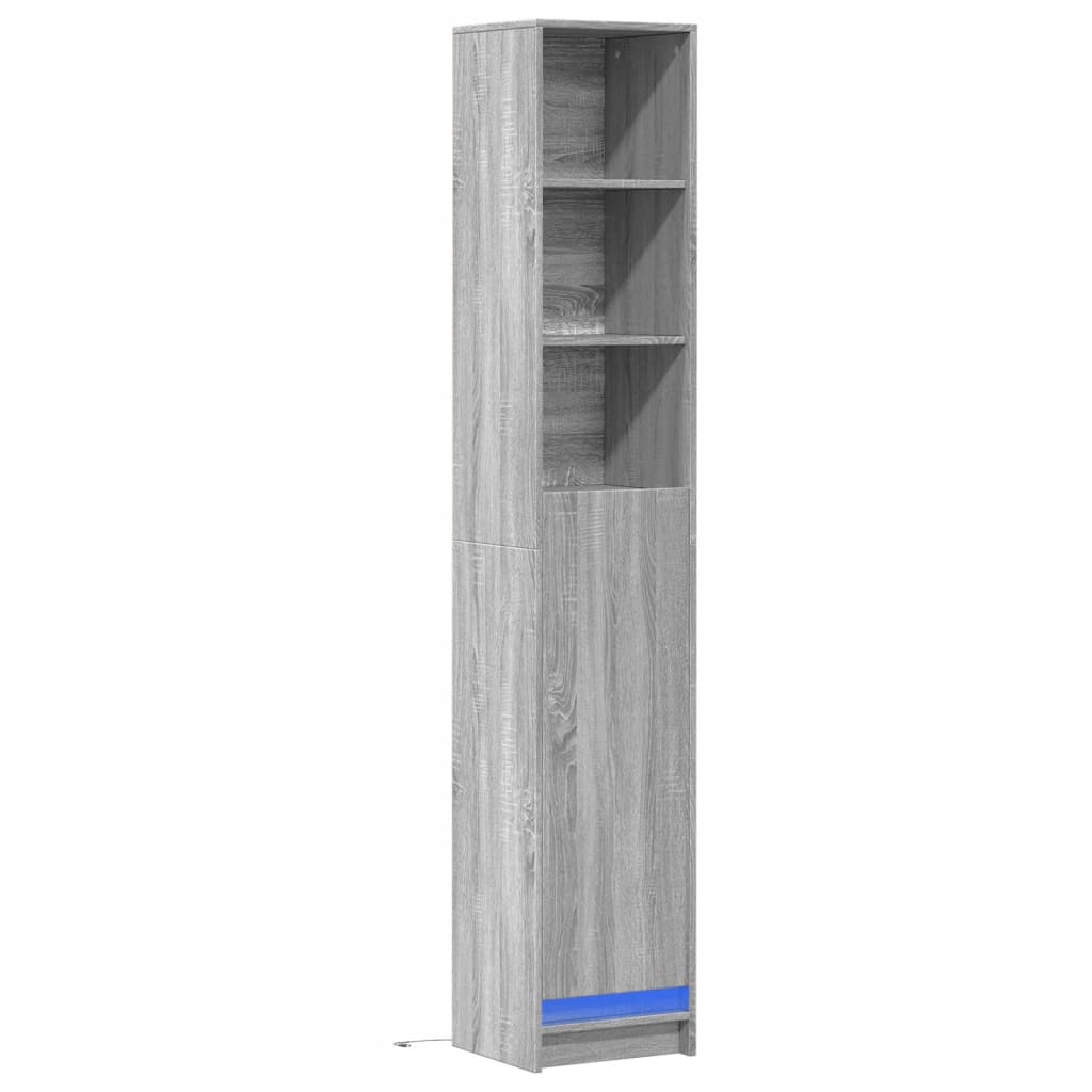 LED-Sideboard Grau Sonoma 36x32,5x200 cm Holzwerkstoff