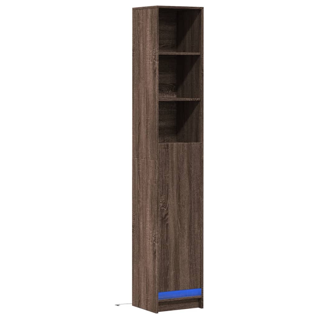 LED-Sideboard Braun Eichen-Optik 36x32,5x200 cm Holzwerkstoff