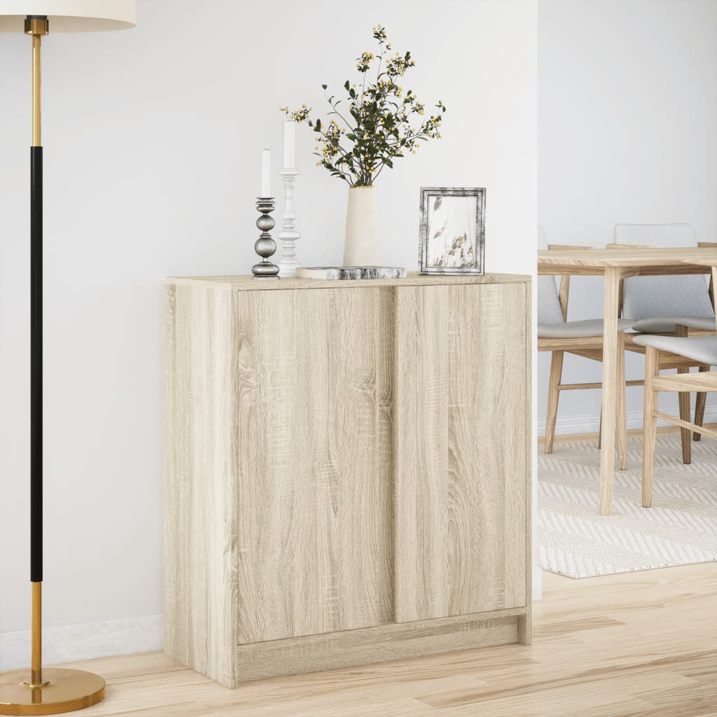 LED-Sideboard Sonoma-Eiche 77x34x85 cm Holzwerkstoff