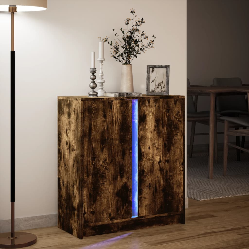 LED-Sideboard Räuchereiche 77x34x85 cm Holzwerkstoff