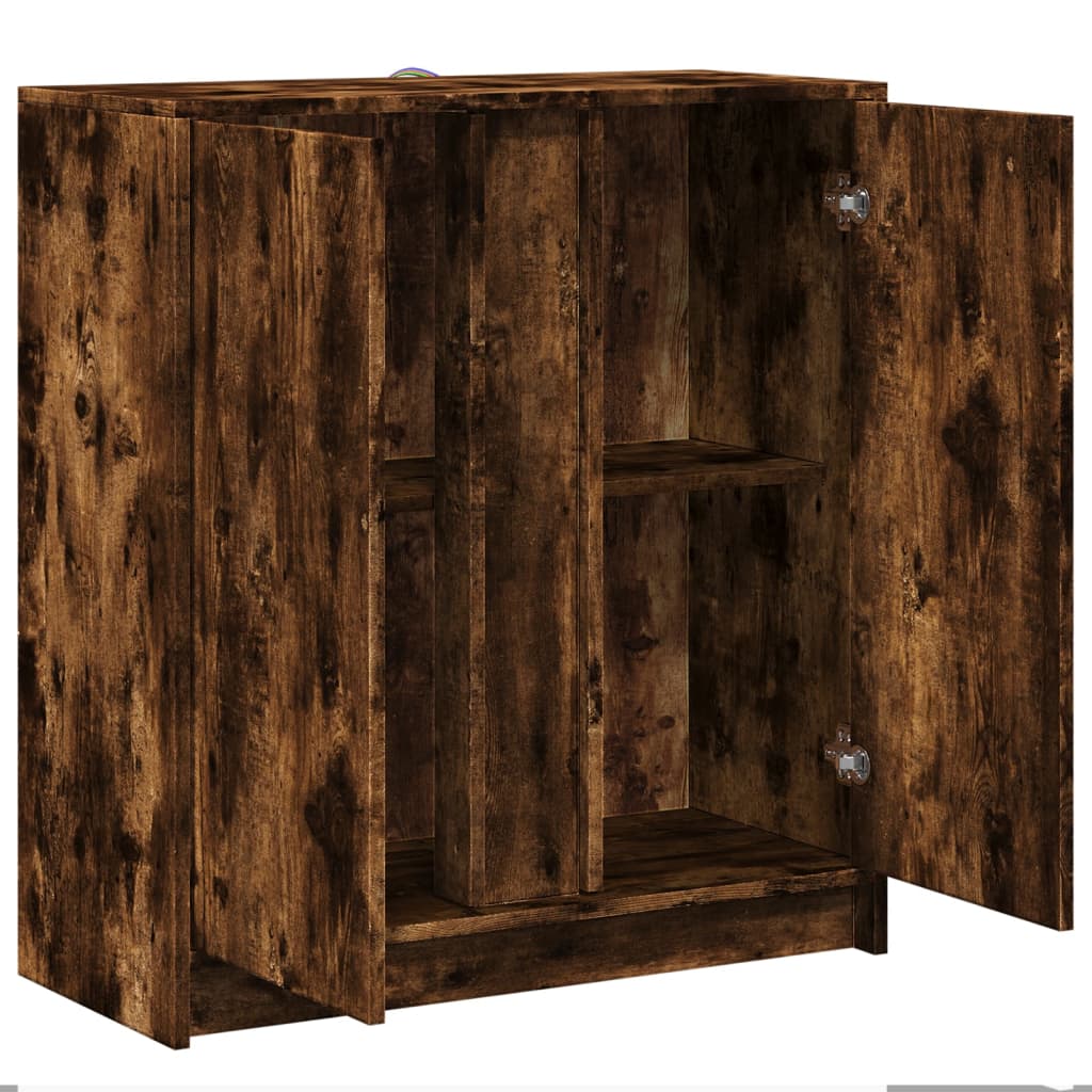 LED-Sideboard Räuchereiche 77x34x85 cm Holzwerkstoff