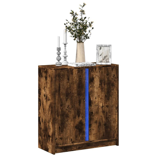 LED-Sideboard Räuchereiche 77x34x85 cm Holzwerkstoff