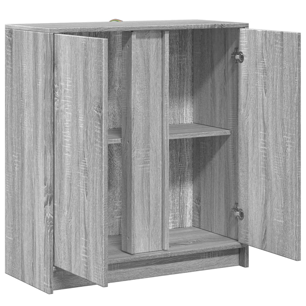 LED-Sideboard Grau Sonoma 77x34x85 cm Holzwerkstoff