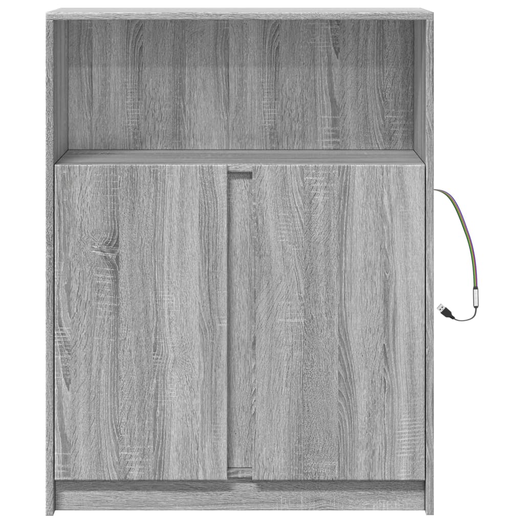 LED-Sideboard Grau Sonoma 77x34x100 cm Holzwerkstoff