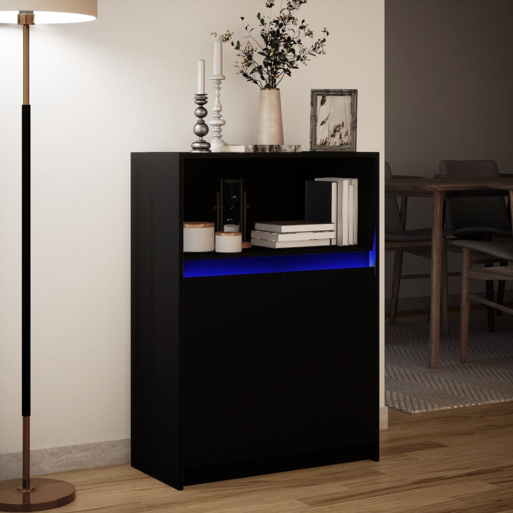 Sideboard mit LED Schwarz 72x34x100 cm Holzwerkstoff