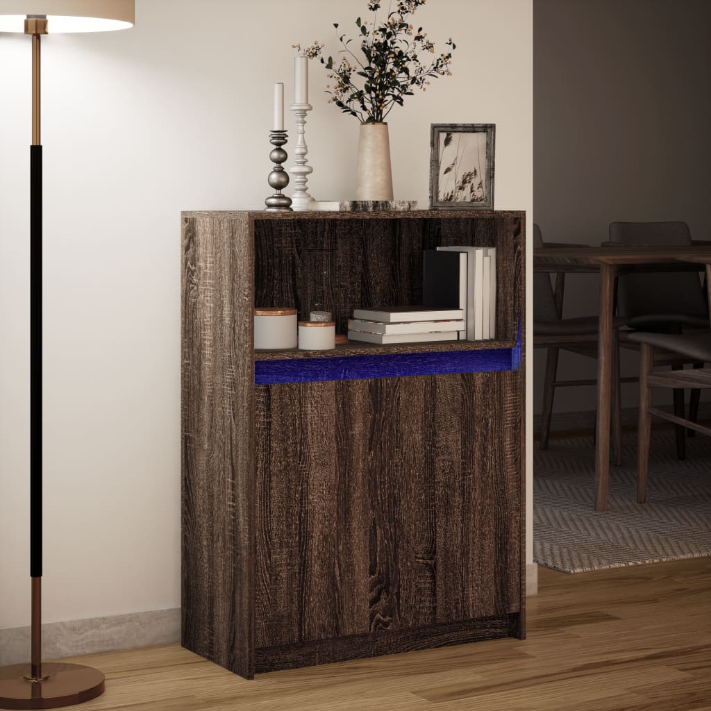 Sideboard mit LED Braun Eichen-Optik 72x34x100 cm Holzwerkstoff