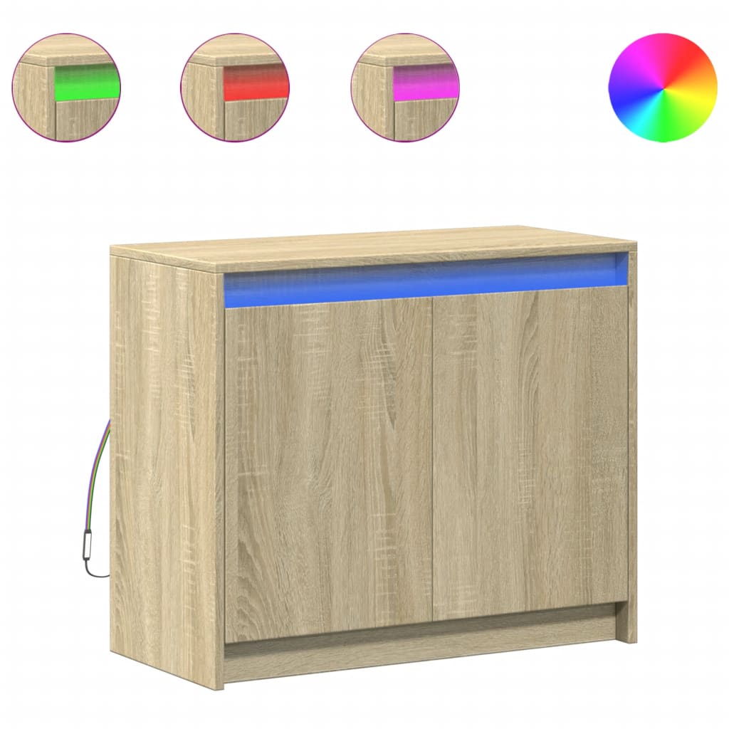 LED-Sideboard Sonoma-Eiche 72x34x61 cm Holzwerkstoff