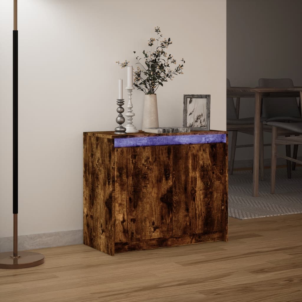 LED-Sideboard Räuchereiche 72x34x61 cm Holzwerkstoff