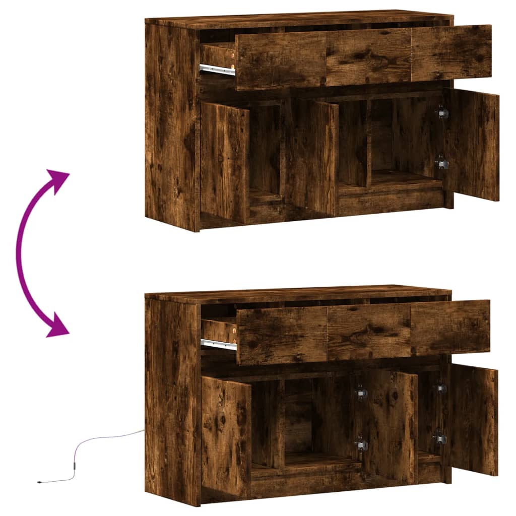 TV-Schrank mit LED-Beleuchtung Räuchereiche 91x34x61 cm