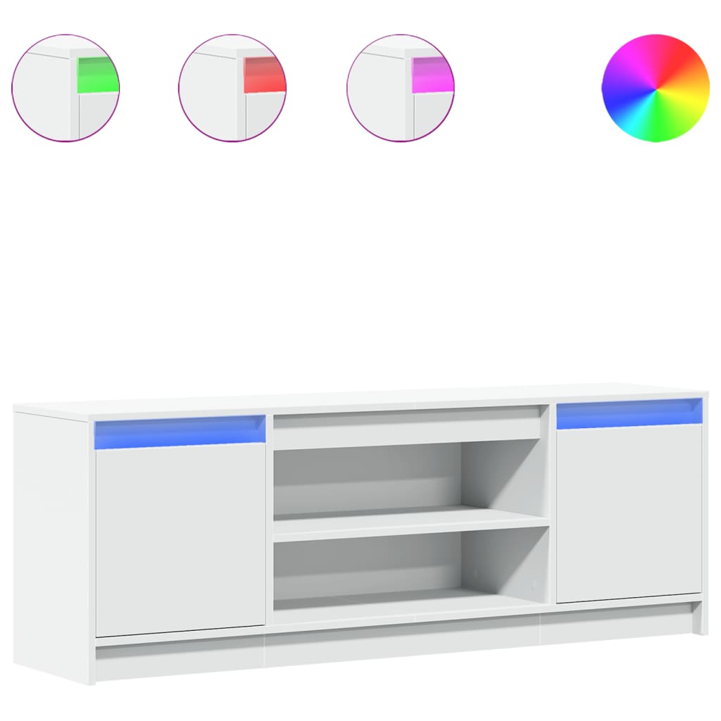 TV-Schrank mit LED-Beleuchtung Weiß 139,5x34x50cm Holzwerkstoff