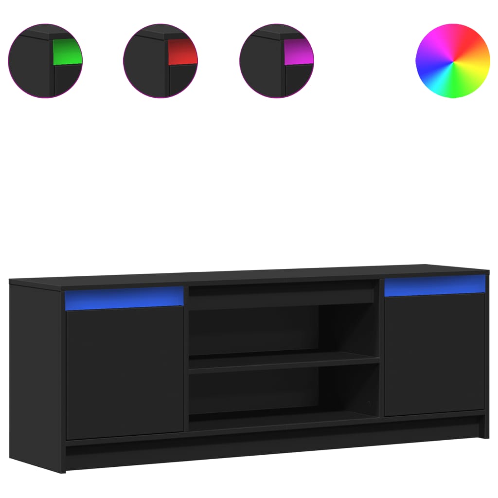 TV-Schrank mit LED-Beleuchtung Schwarz 139,5x34x50 cm