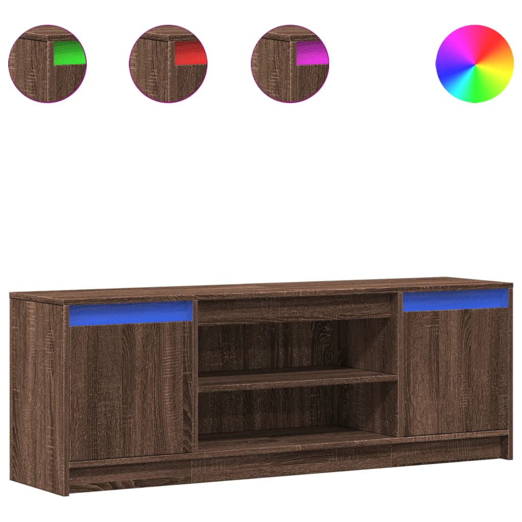 TV-Schrank mit LED-Beleuchtung Braun Eichen-Optik 139,5x34x50cm