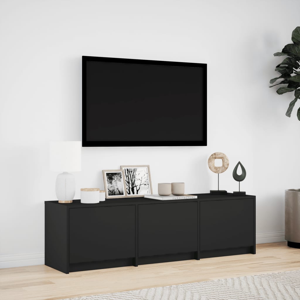 TV-Schrank LED Schwarz 140x34x40 cm Holzwerkstoff