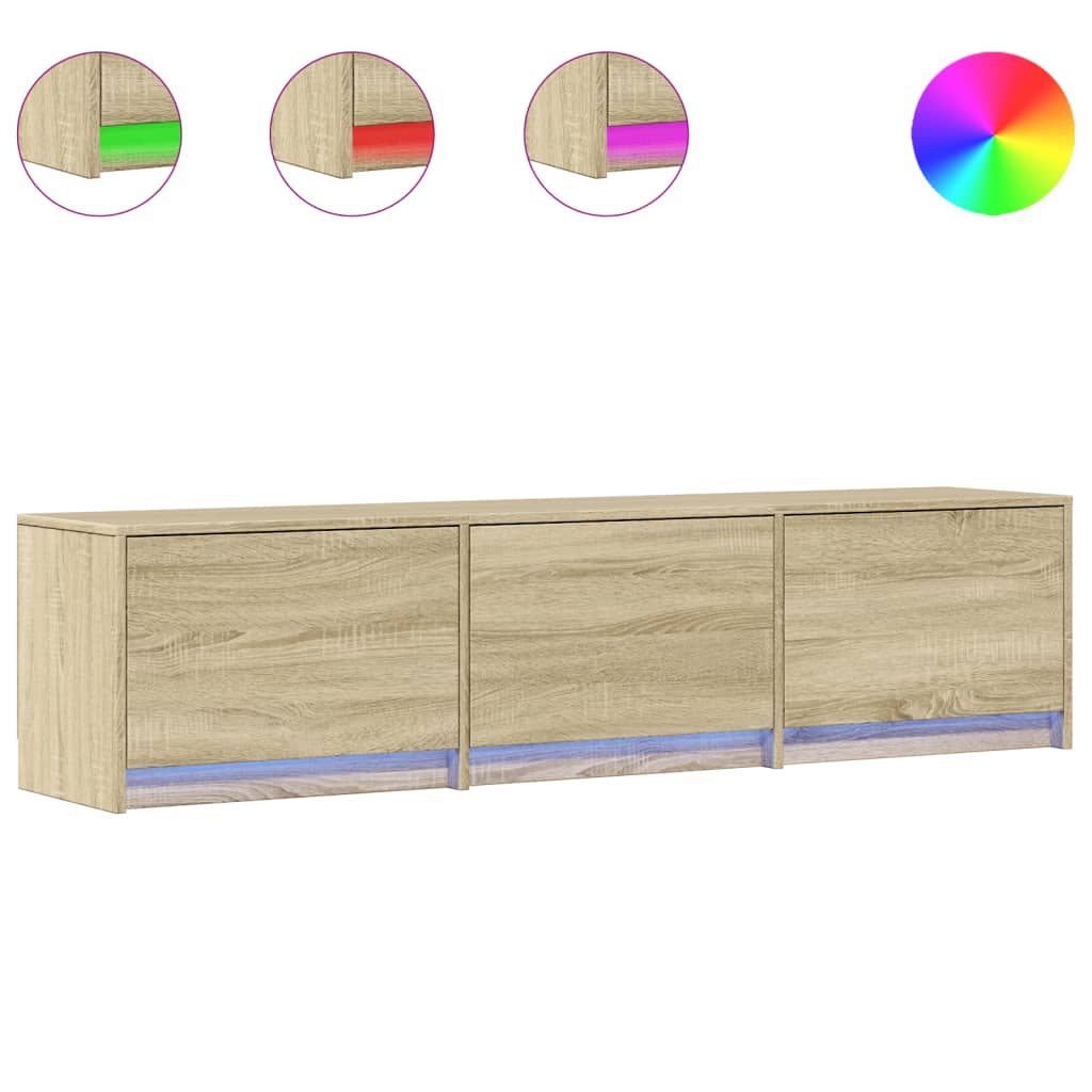 TV-Schrank mit LED-Beleuchtung Sonoma-Eiche 165x34x40 cm