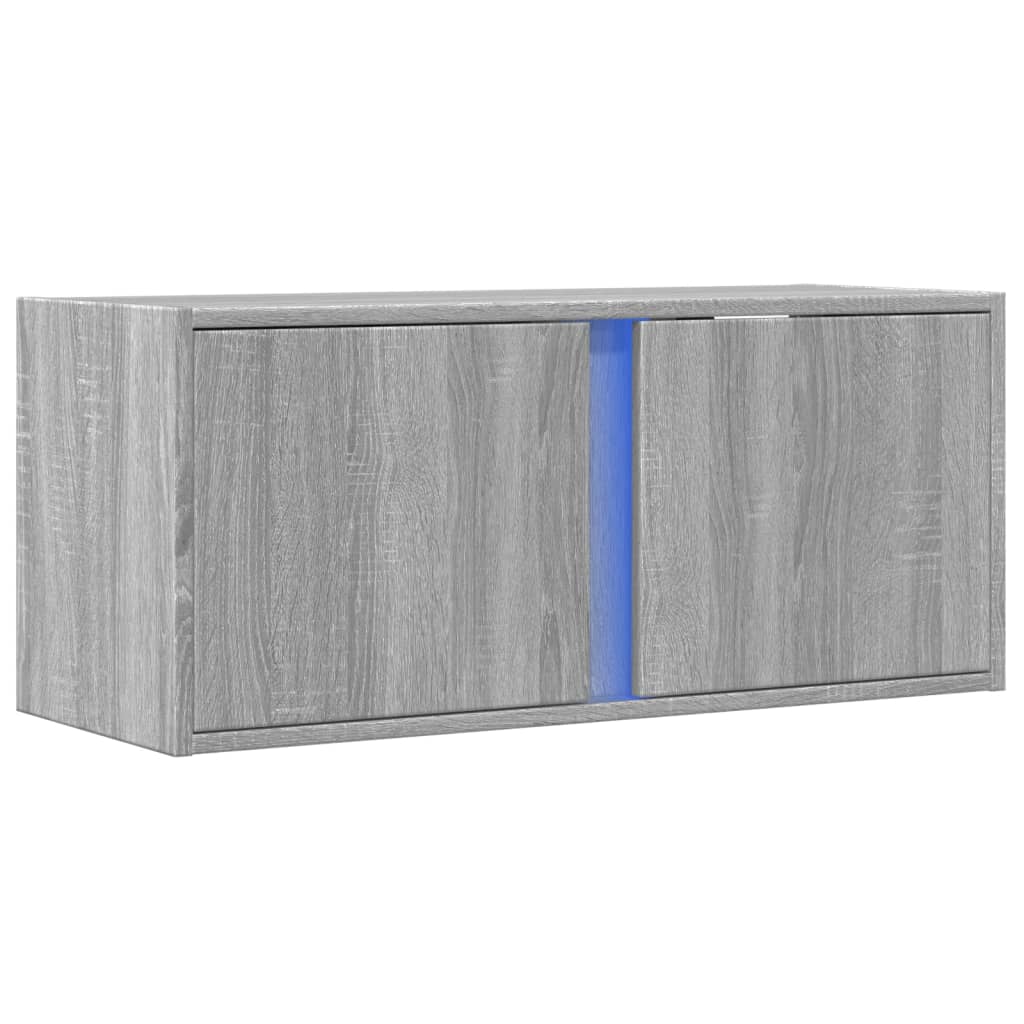 TV-Wandschrank mit LED-Beleuchtung Grau Sonoma 80x31x35 cm