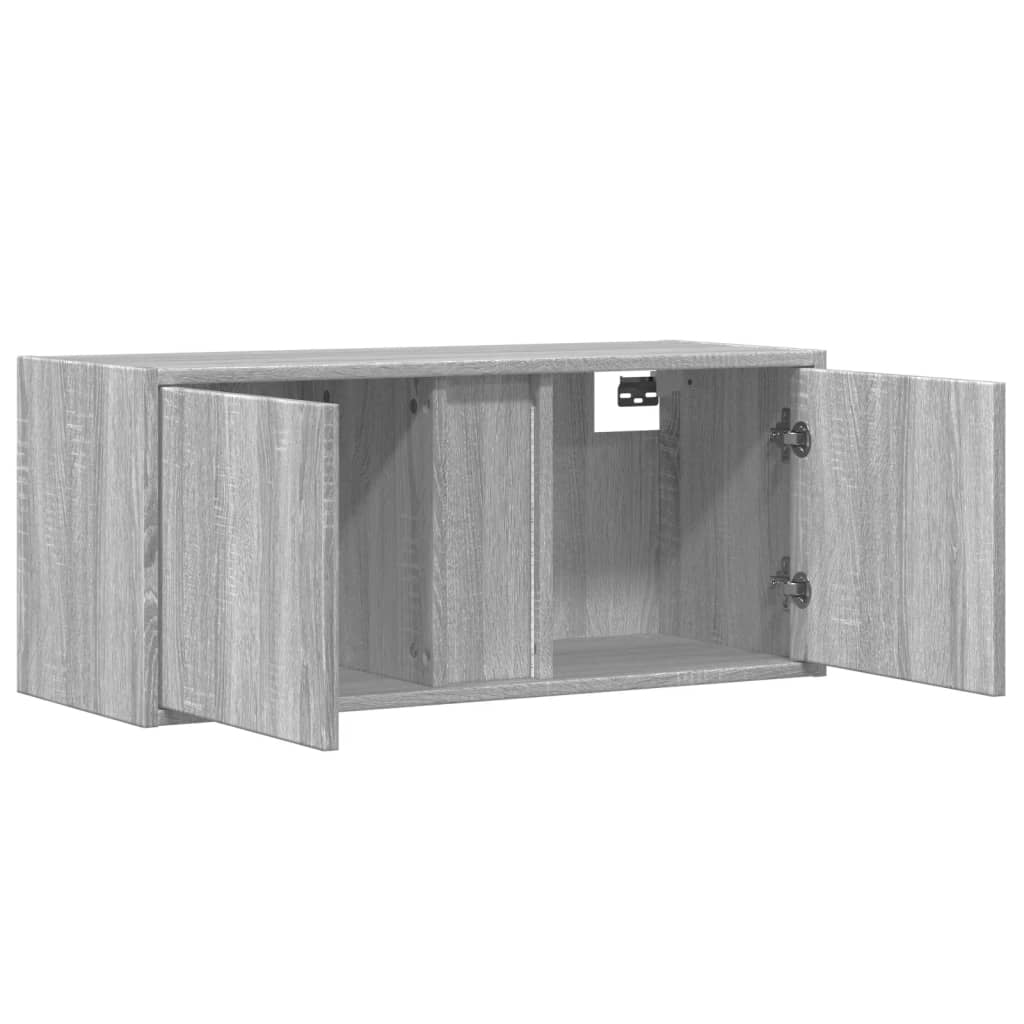 TV-Wandschrank mit LED-Beleuchtung Grau Sonoma 80x31x35 cm