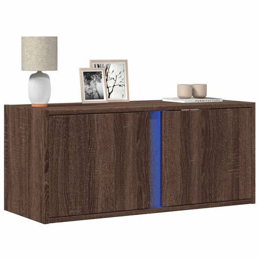 TV-Wandschrank mit LED-Beleuchtung Eichen-Optik 80x31x35 cm