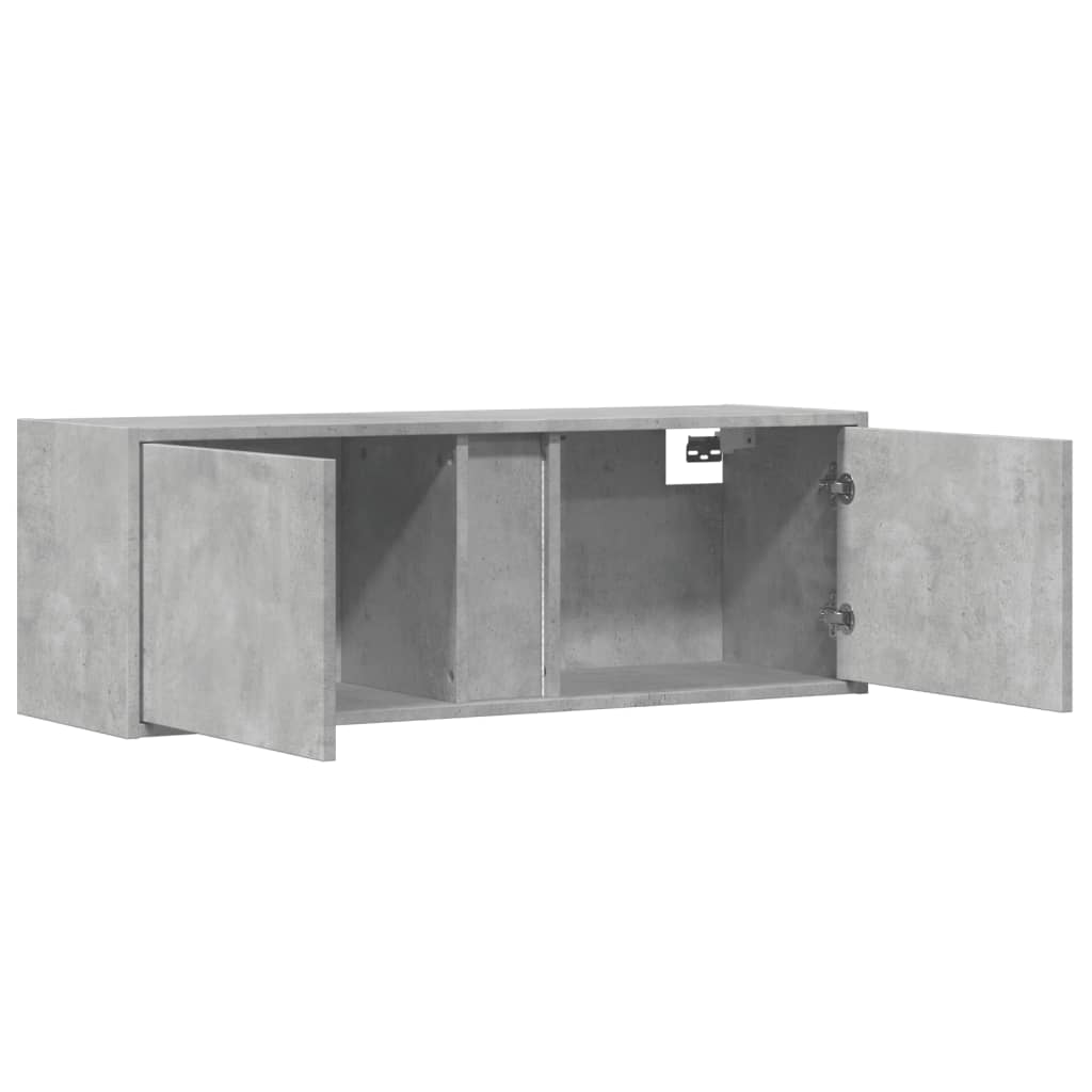 TV-Wandschrank mit LED-Beleuchtung Betongrau 100x31x35 cm