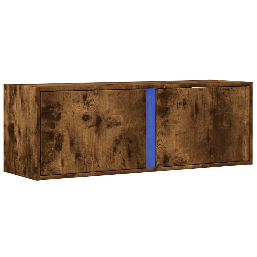 TV-Wandschrank mit LED-Beleuchtung Räuchereiche 100x31x35 cm