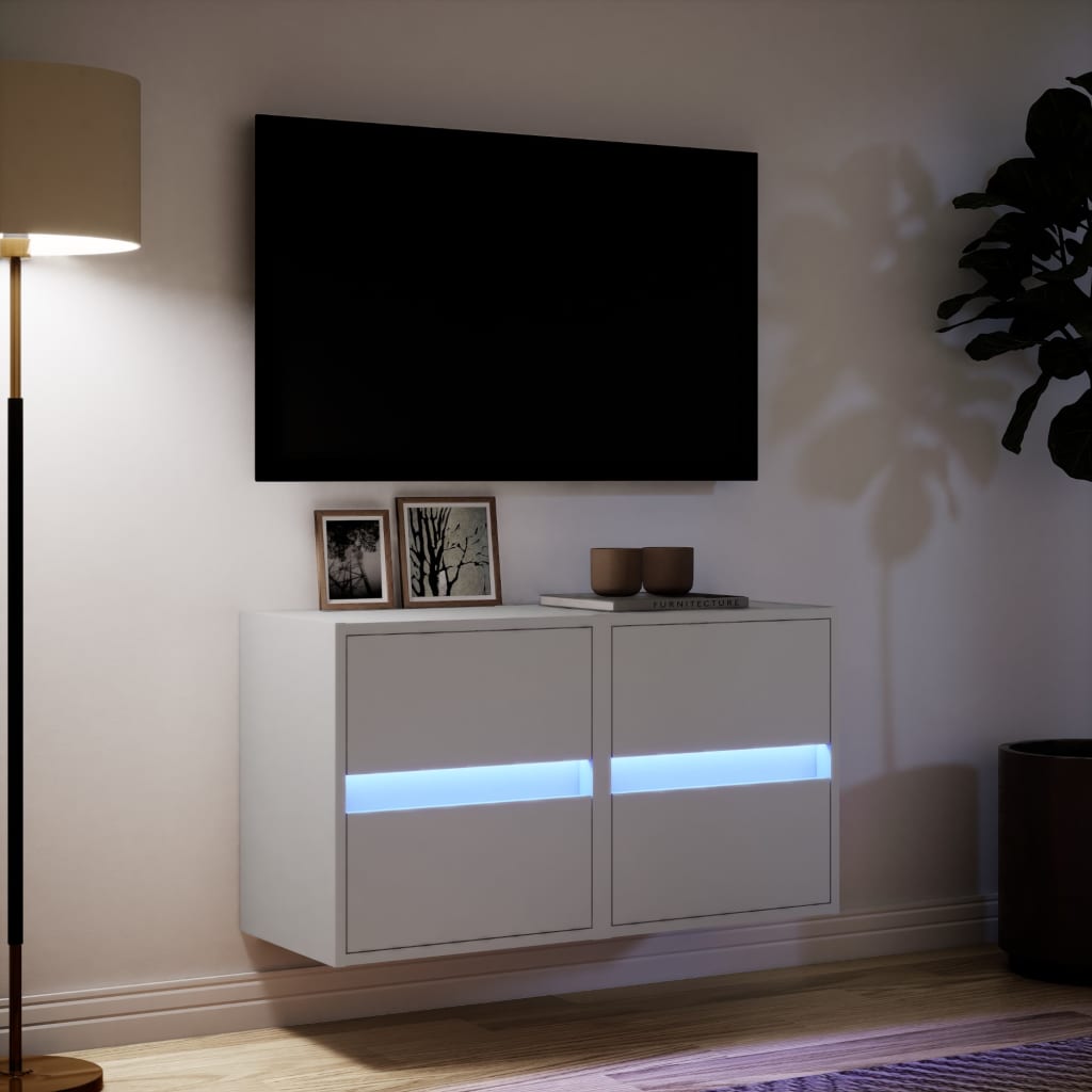 TV-Wandschränke mit LED-Beleuchtung 2 Stk. Weiß 41x31x45 cm